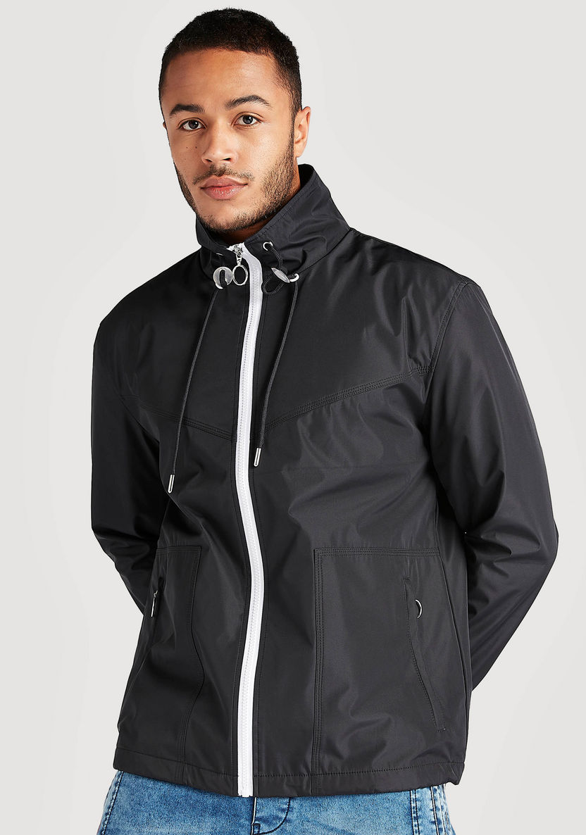 Solid Zip Through Lightweight Jacket with Long Sleeves and Pockets-Jackets-image-4