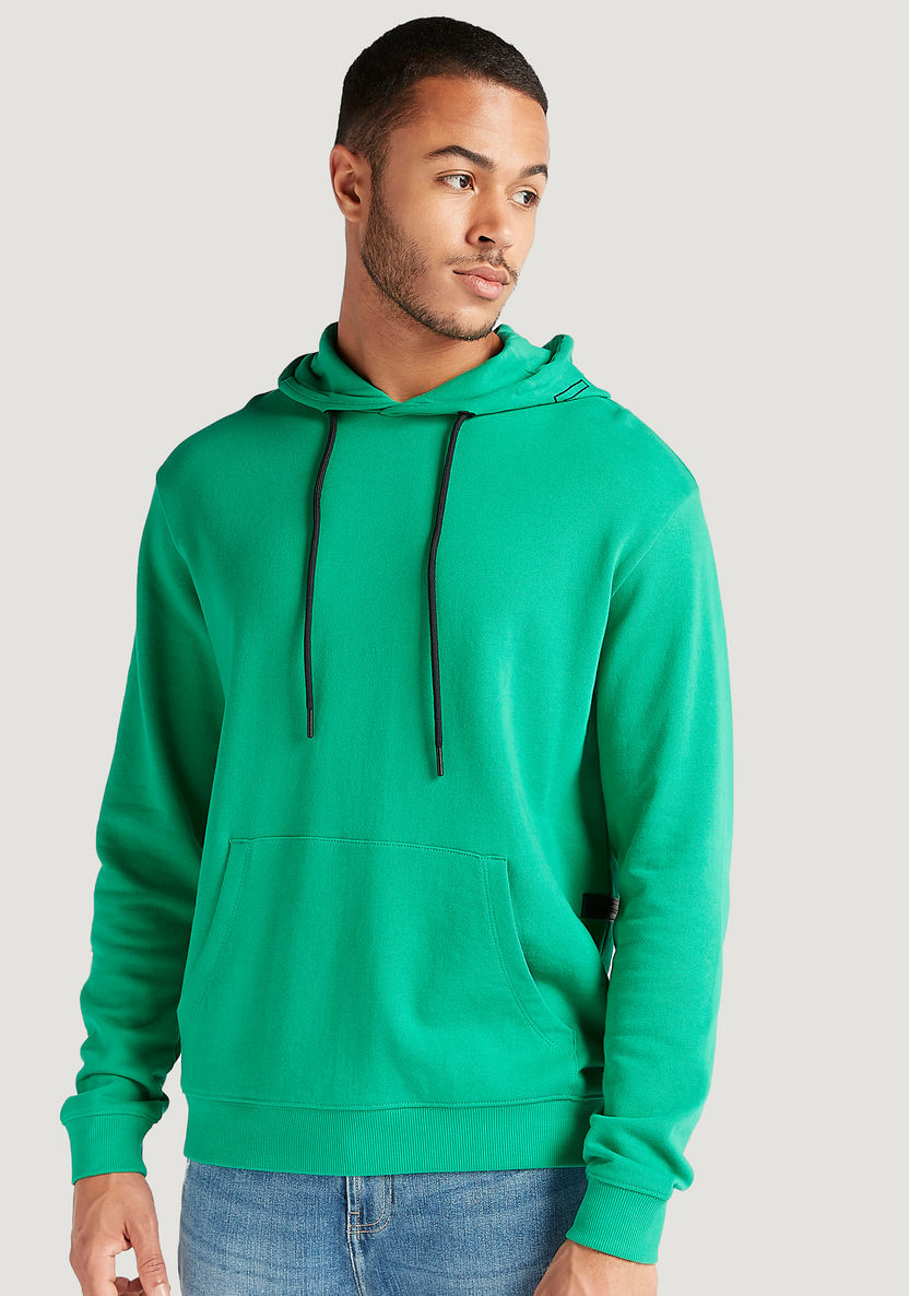 Printed Hooded Sweatshirt with Long Sleeves and Kangaroo Pocket-Hoodies and Sweatshirts-image-0