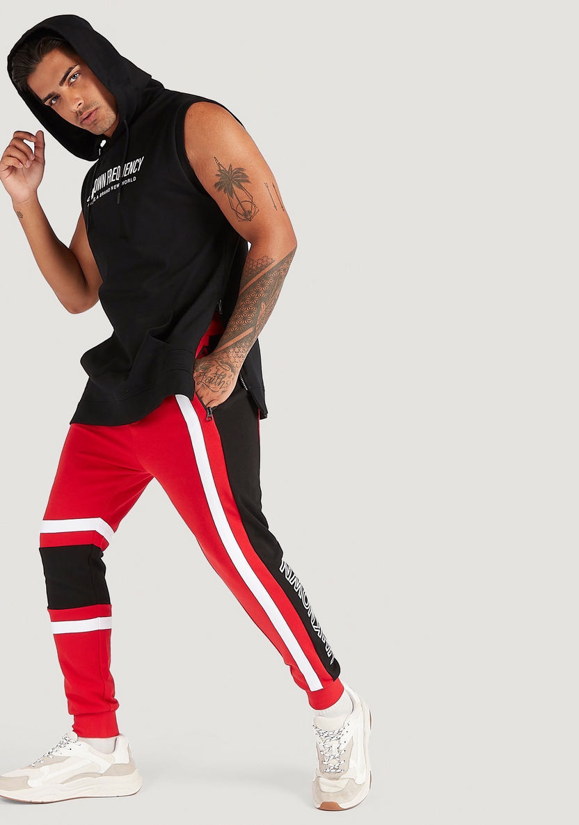 Printed Mid-Rise Joggers with Drawstring Closure-Joggers-image-1