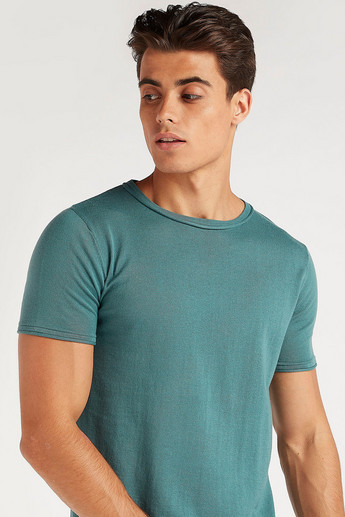 Sustainable Solid T-shirt with Crew Neck and Short Sleeves