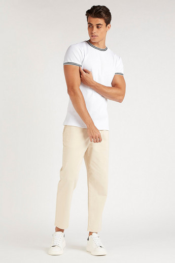 Sustainable Ribbed Crew Neck T-shirt with Tipping Detail