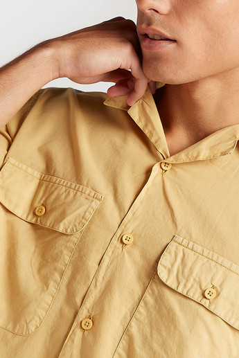 Sustainable Solid Shirt with Long Sleeves and Flap Pockets