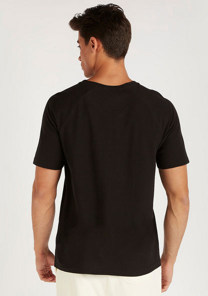 Solid Longline T-shirt with Asymmetric Hem and Crew Neck-T Shirts-image-4