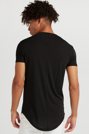 Solid Longline T-shirt with Crew Neck and Short Sleeves