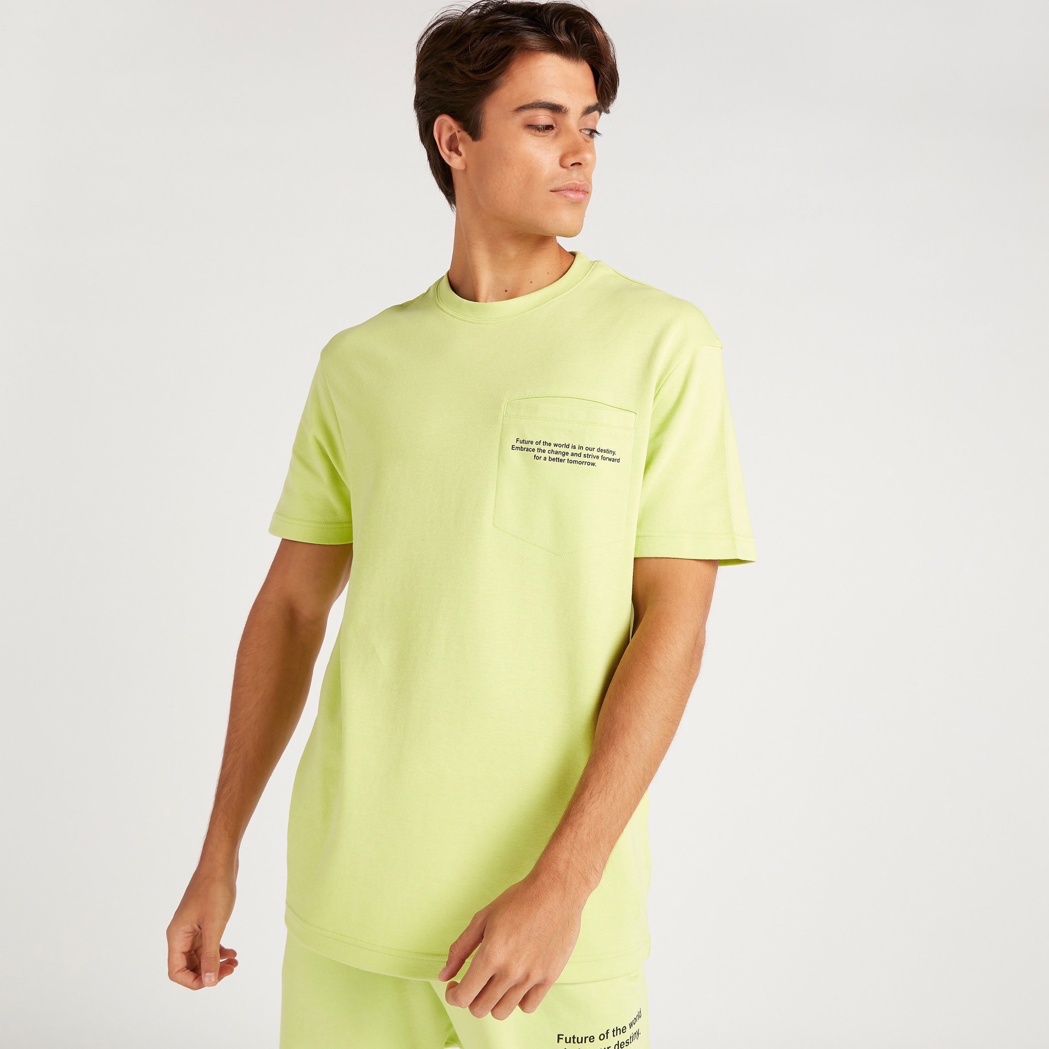 Slogan Print Crew Neck T-shirt with Short Sleeves-men-clothing-tshirtsandpolos-tshirts-image-5
