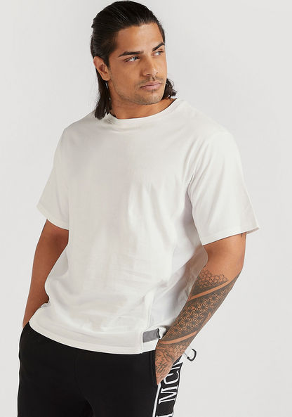 Mesh Panel T-shirt with Buckle and Zipper Accents