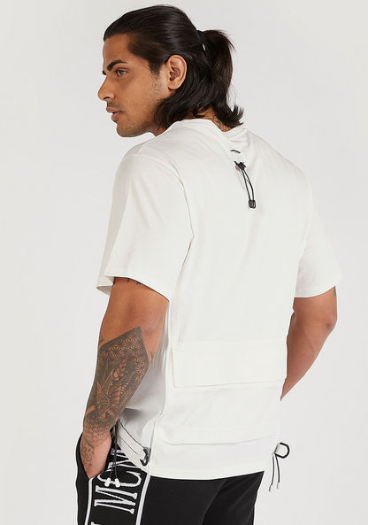 Mesh Panel T-shirt with Buckle and Zipper Accents
