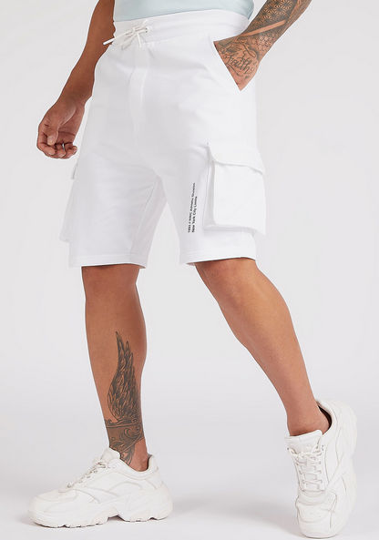 Solid Cargo Shorts with Drawstring Closure