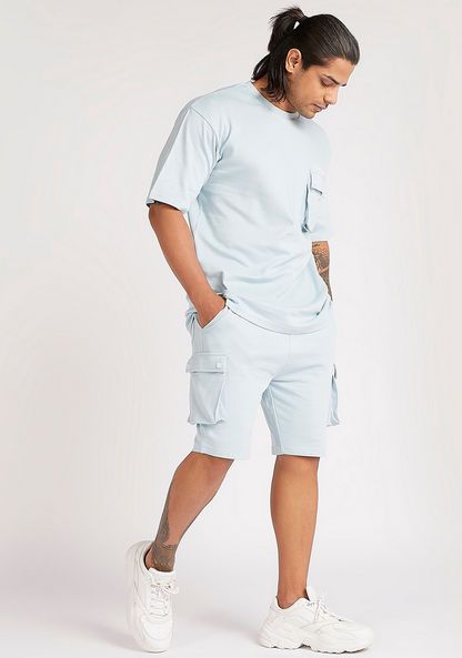 Solid T-shirt with Flap Pocket and Crew Neck