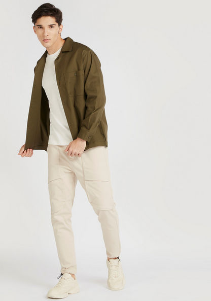 Solid Jacket with Chest Pocket and Long Sleeves
