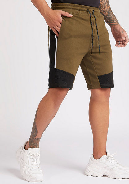 Colourblocked Shorts with Mesh Panels