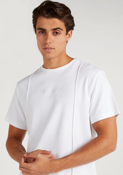 Embroidered Crew Neck T-shirt with Short Sleeves