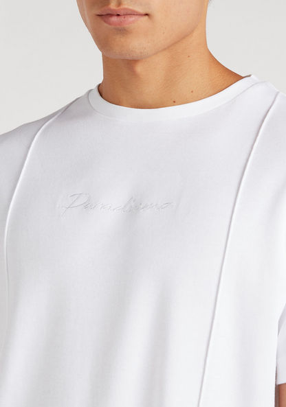 Embroidered Crew Neck T-shirt with Short Sleeves