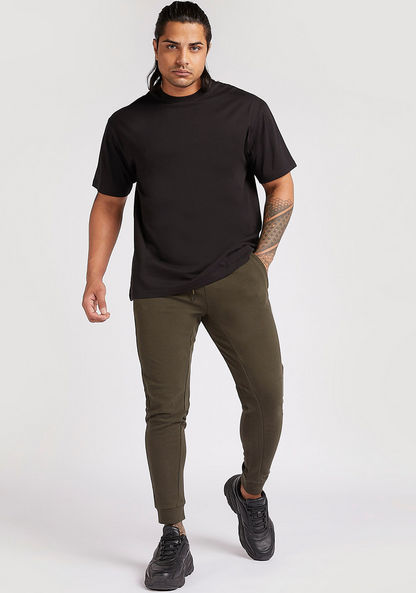 Solid Mid-Rise Joggers with Pockets and Drawstring