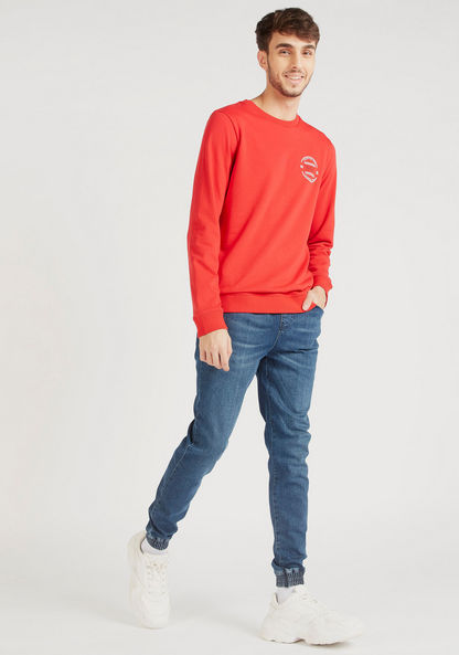 Crew Neck Printed T-shirt with Long Sleeves