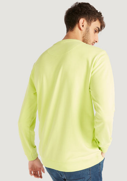 Text Print Crew Neck Sweatshirt with Long Sleeves
