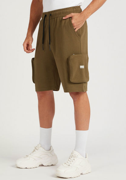 Solid Mid-Rise Shorts with Drawstring and Pockets