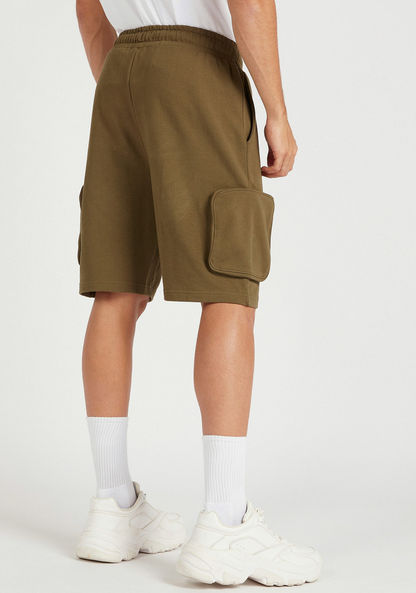 Solid Mid-Rise Shorts with Drawstring and Pockets