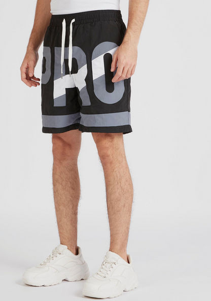 Printed Mid-Rise Relaxed Fit Shorts with Drawstring Closure