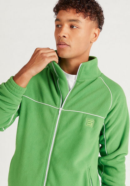 Textured Zip Through Jacket with Long Sleeves and Pockets