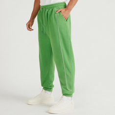 Textured Mid-Rise Joggers with Drawstring Closure and Pockets