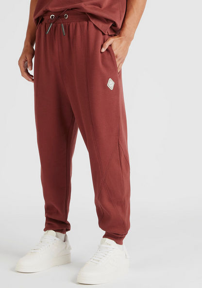 Solid Mid-Rise Joggers with Logo Applique