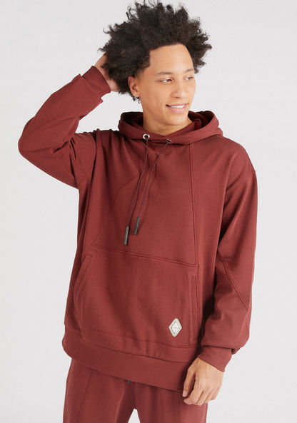 Solid Hooded Sweatshirt with Long Sleeves and Kangaroo Pocket-Sweatshirts-image-0