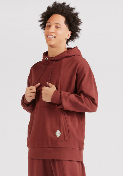 Solid Hooded Sweatshirt with Long Sleeves and Kangaroo Pocket-Sweatshirts-image-4