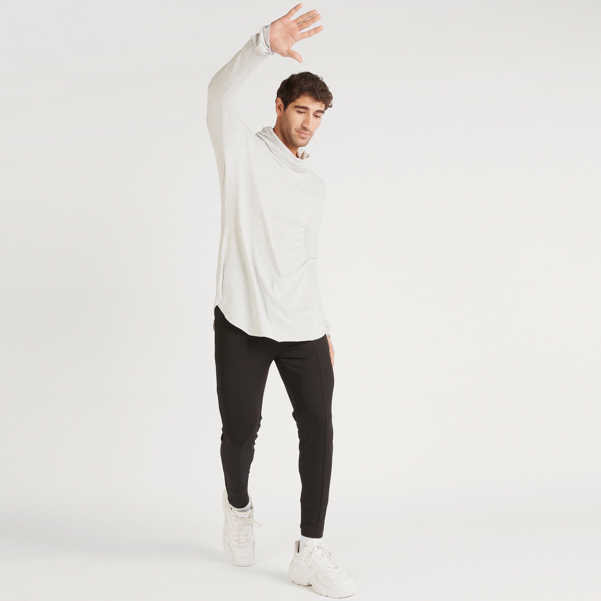 Solid Funnel Neck Longline T-shirt with Long Sleeves-men-clothing-tshirtsandpolos-tshirts-image-2