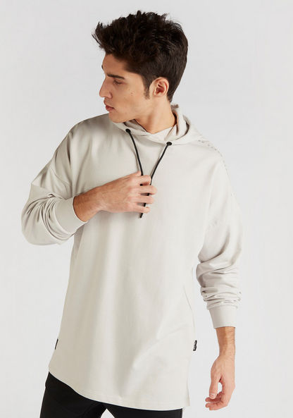 Solid Longline Text Detail T-shirt with Hood 
