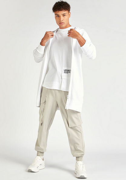 Solid Zip Through Longline Jacket with Hood and Pockets