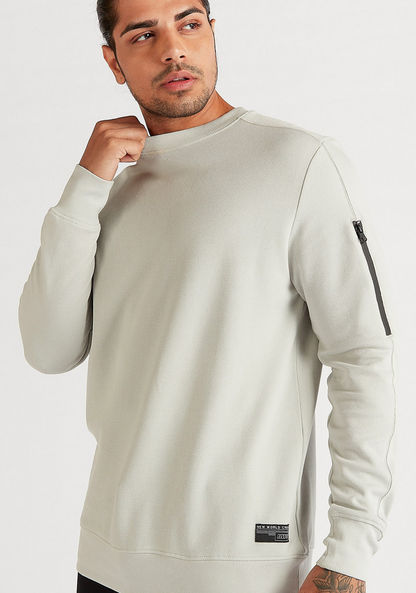 Solid Sweatshirt with Long Sleeves and Zipper Detail-Sweatshirts-image-2