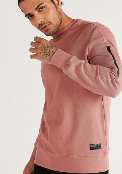 Solid Sweatshirt with Long Sleeves and Zipper Detail-Sweatshirts-image-2