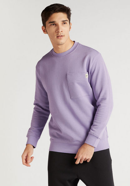 Solid Sweatshirt with Long Sleeves and Front Pocket-Sweatshirts-image-1