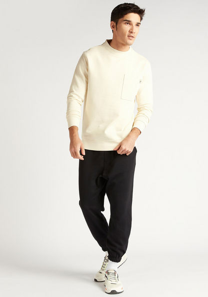 Solid Sweatshirt with Long Sleeves and Front Pocket-Sweatshirts-image-1