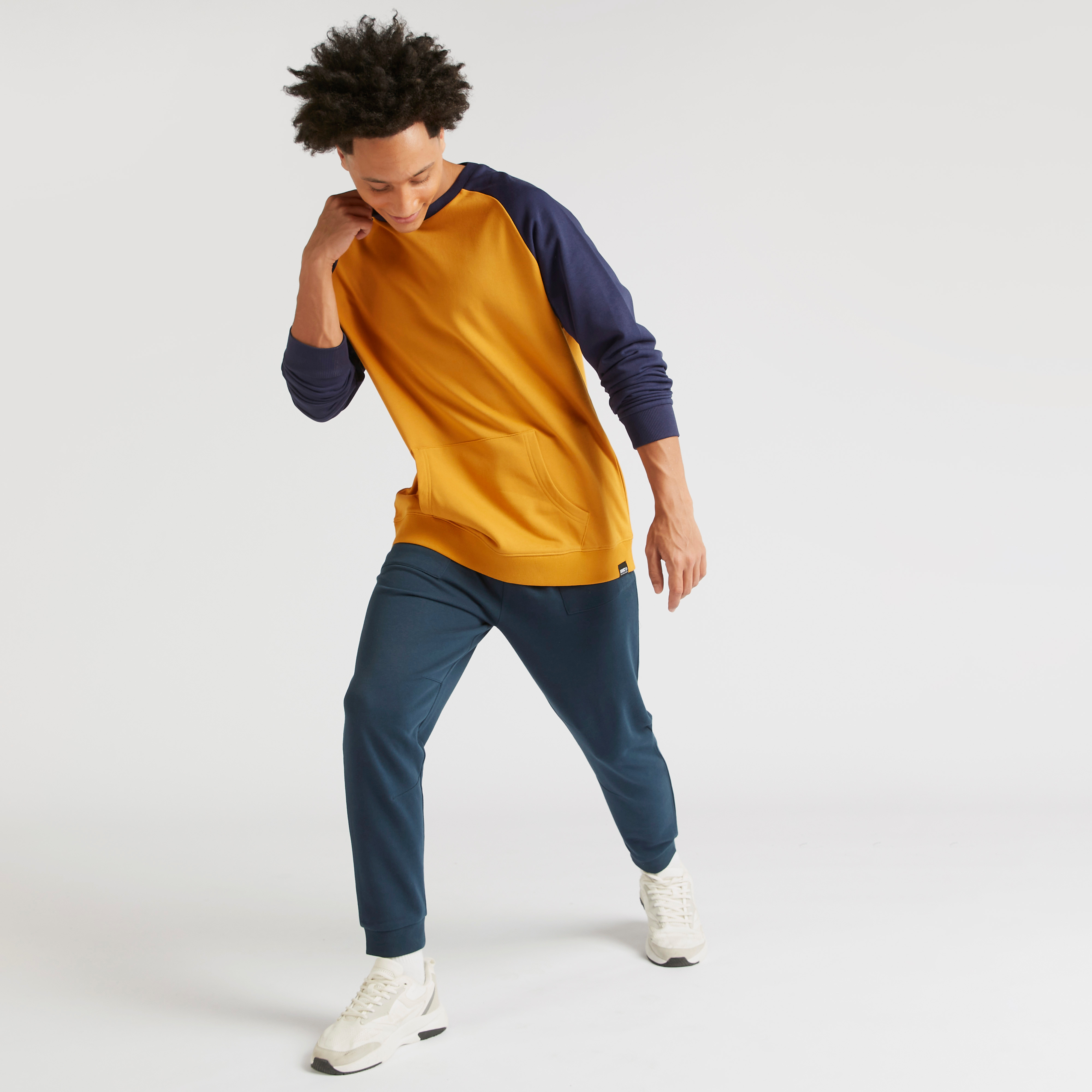 Cut and Sew Sweatshirt with Crew Neck and Kangaroo Pocket-men-winterwear-hoodiesandsweatshirts-image-2