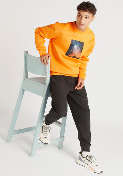 Printed Relaxed Fit Sweatshirt with Crew Neck and Long Sleeves