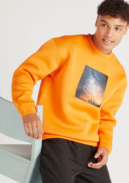 Printed Relaxed Fit Sweatshirt with Crew Neck and Long Sleeves