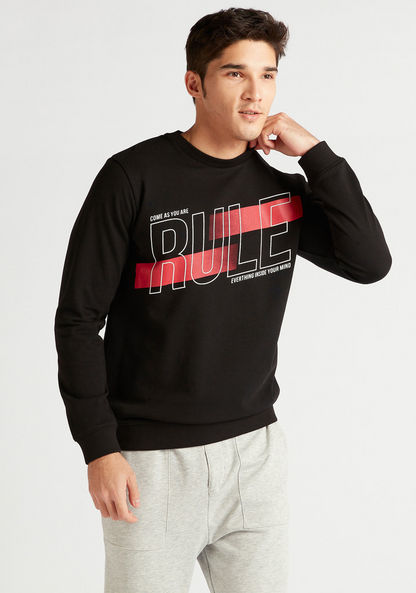 Printed Sweatshirt with Long Sleeves and Crew Neck