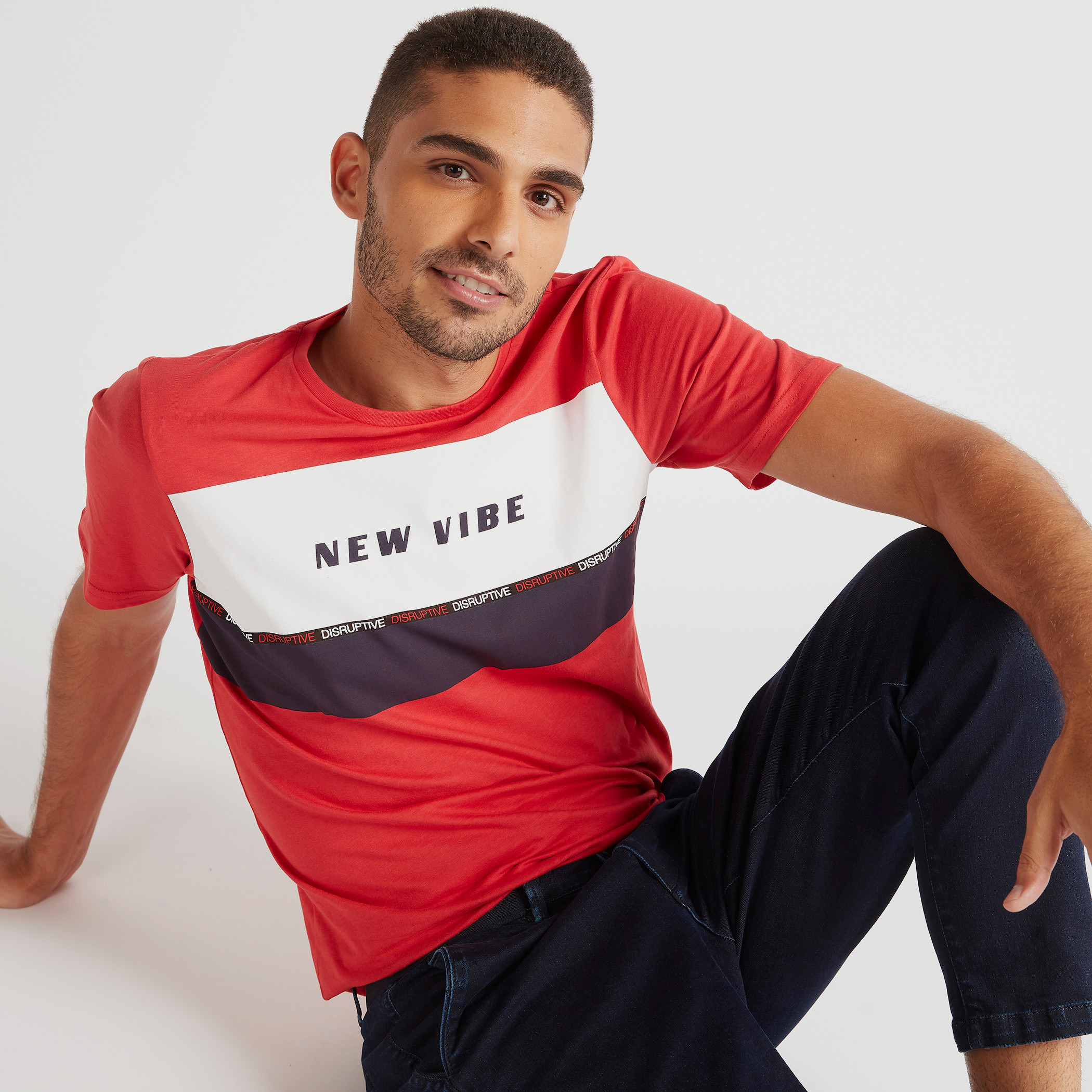 Printed T-shirt with Crew Neck and Short Sleeves-men-clothing-tshirtsandpolos-tshirts-image-1