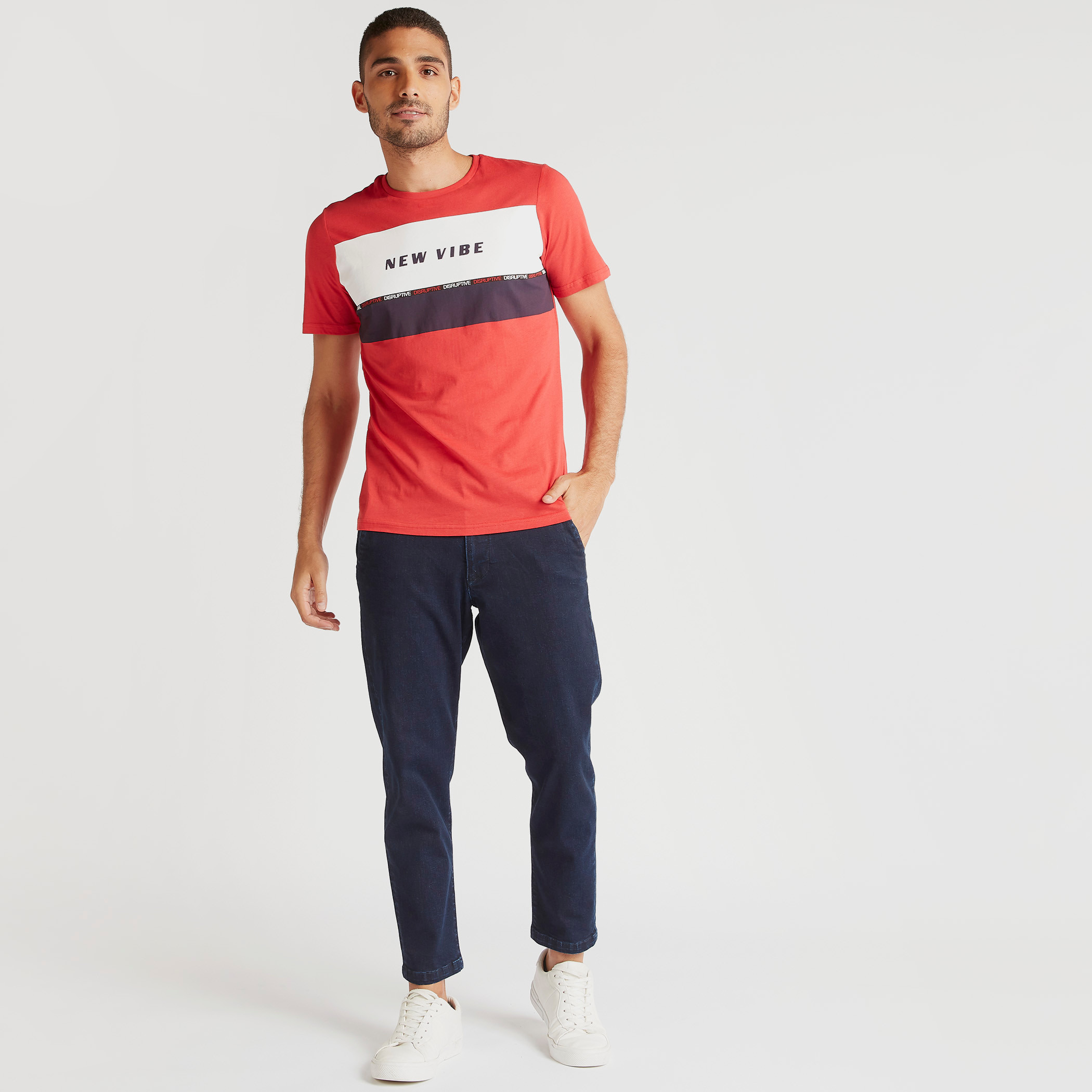 Printed T-shirt with Crew Neck and Short Sleeves-men-clothing-tshirtsandpolos-tshirts-image-2