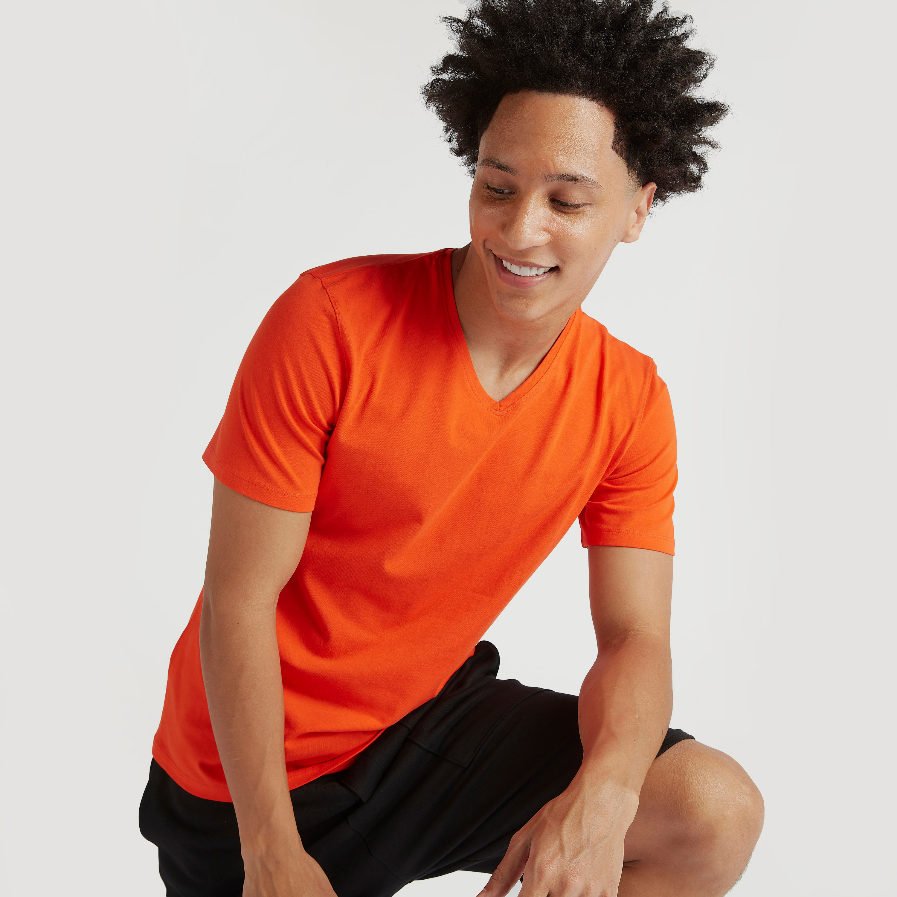 Solid V-neck T-shirt with Short Sleeves-men-clothing-tshirtsandpolos-tshirts-image-1