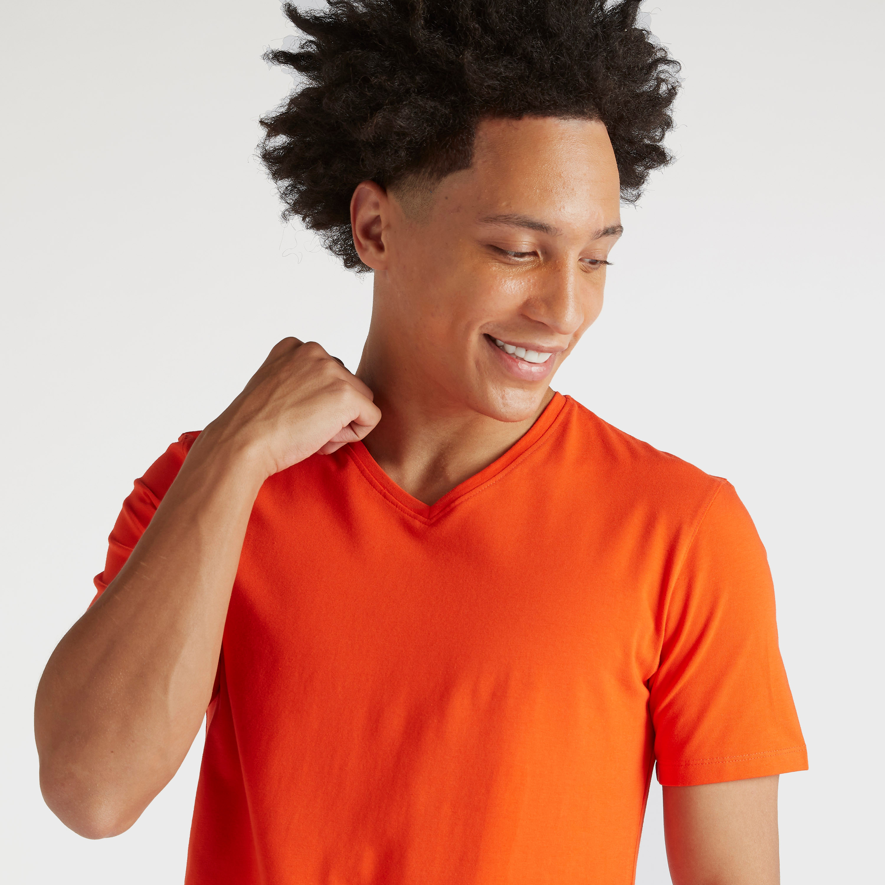 Solid V-neck T-shirt with Short Sleeves-men-clothing-tshirtsandpolos-tshirts-image-3