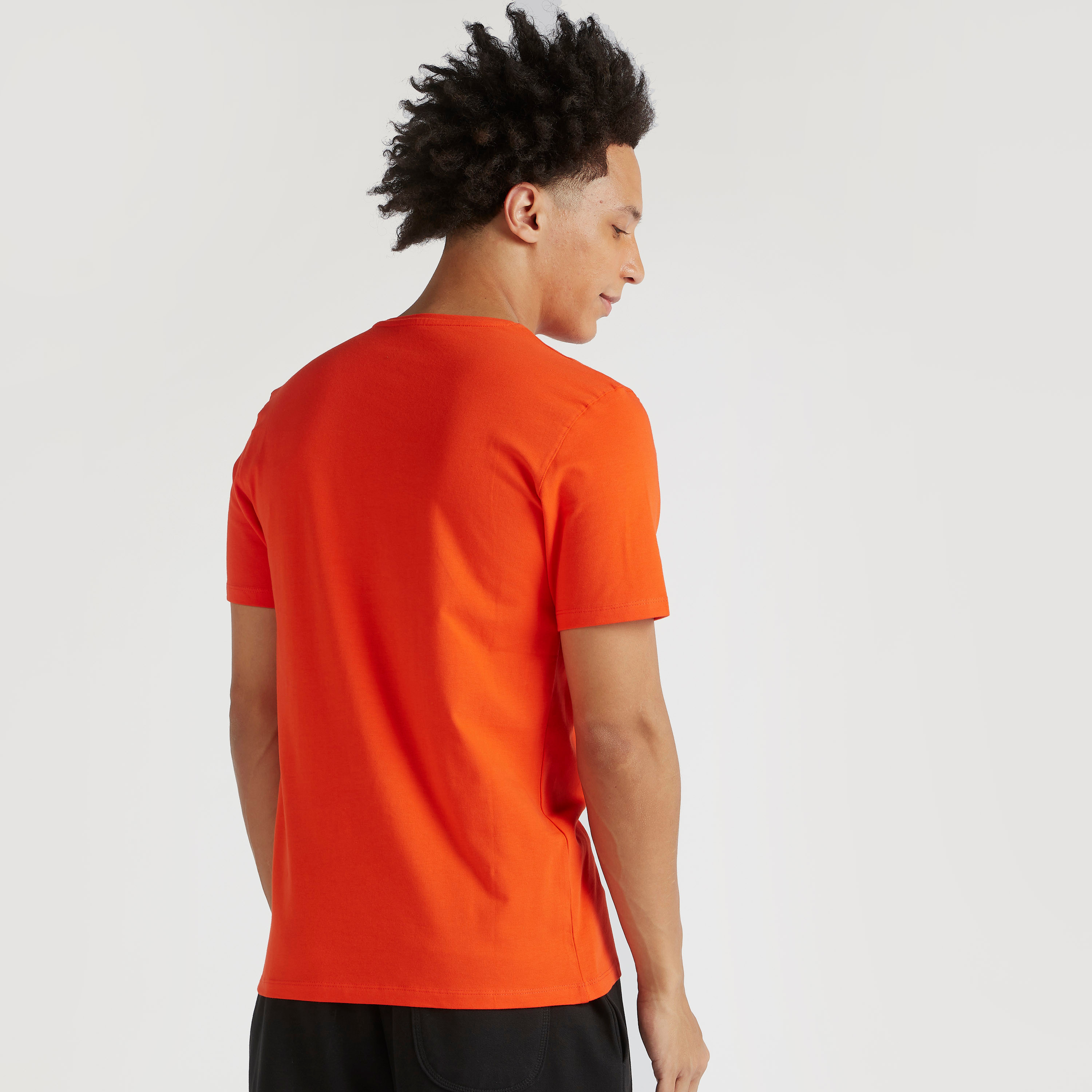 Solid V-neck T-shirt with Short Sleeves-men-clothing-tshirtsandpolos-tshirts-image-4