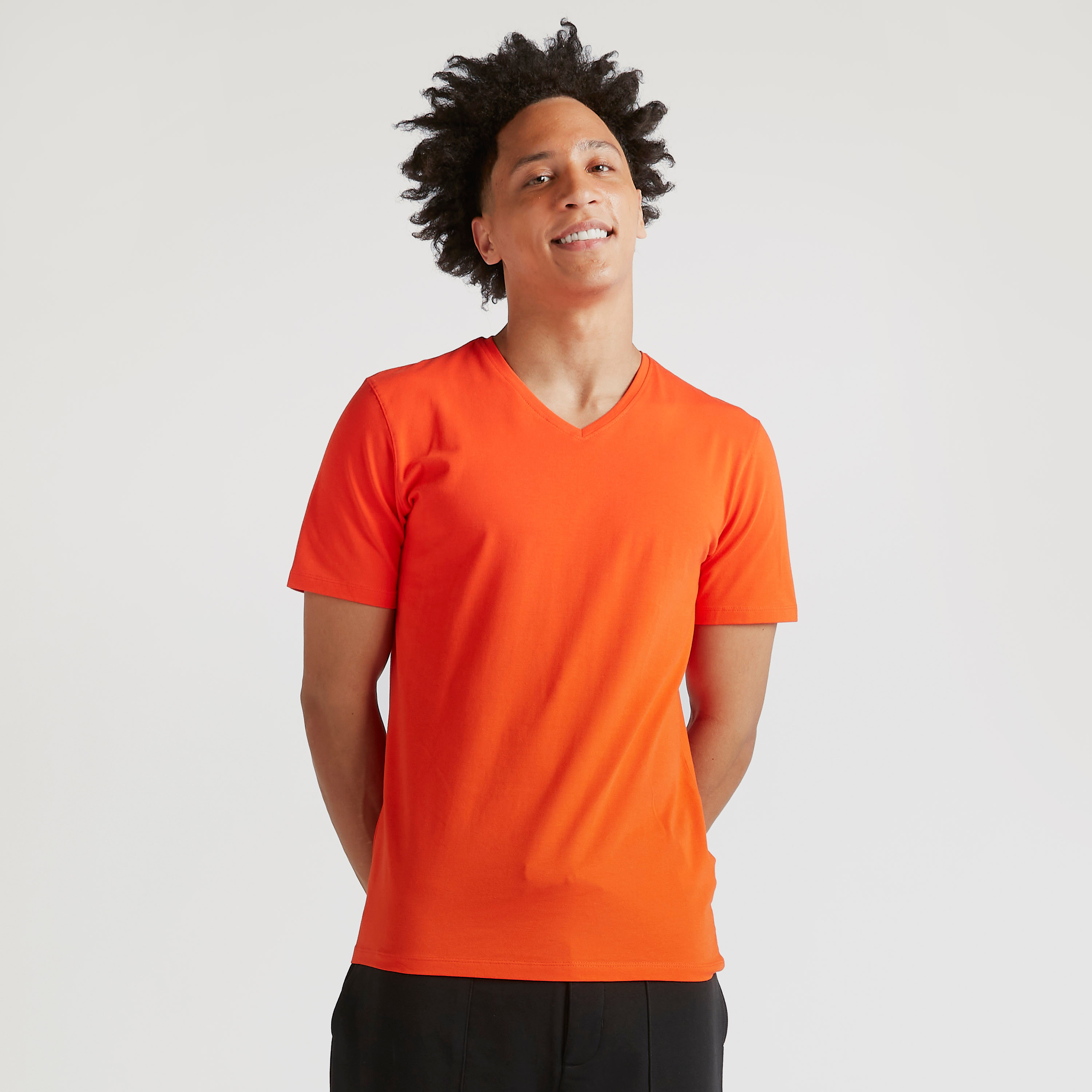 Solid V-neck T-shirt with Short Sleeves-men-clothing-tshirtsandpolos-tshirts-image-5