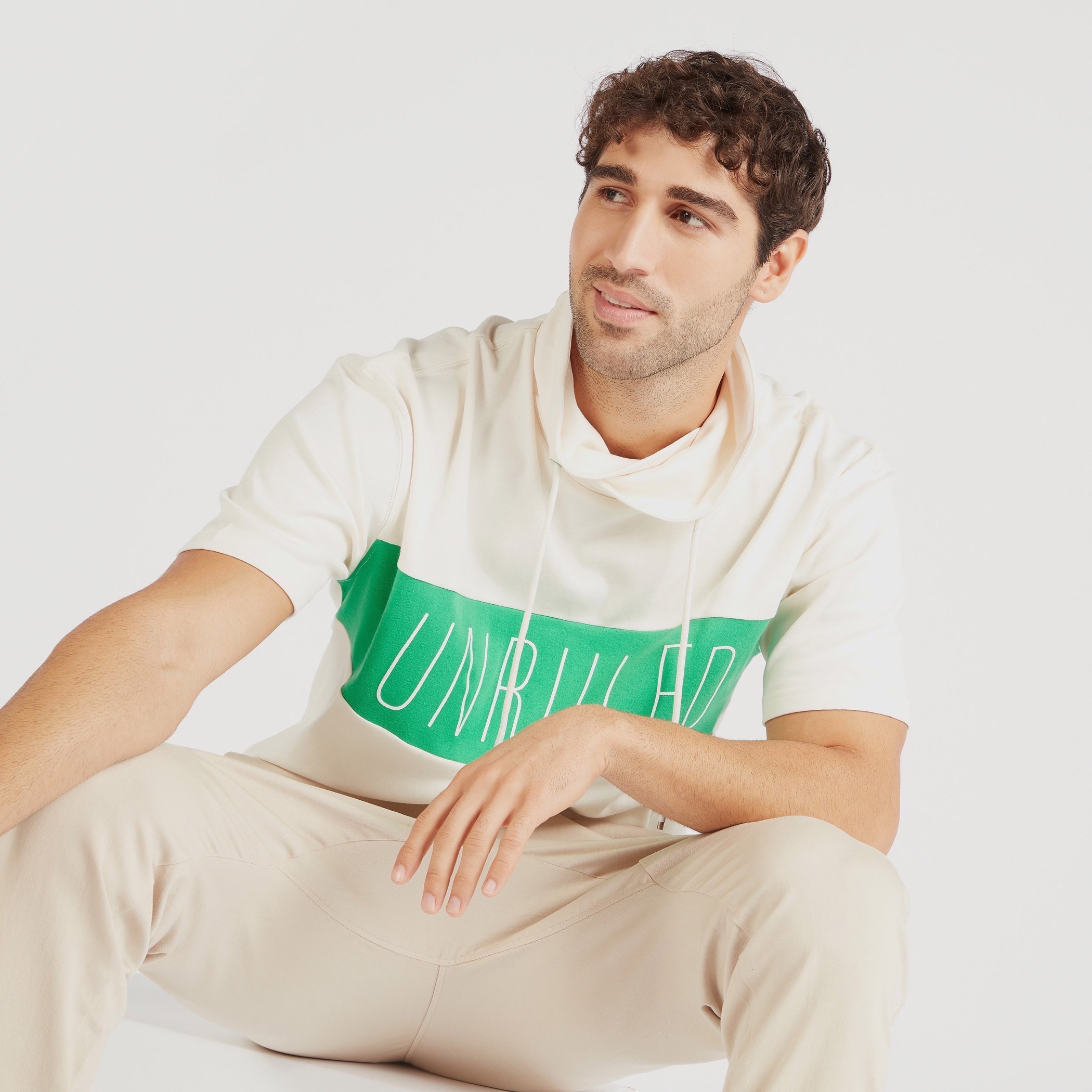 Printed T-shirt with Funnel Neck and Short Sleeves-men-clothing-tshirtsandpolos-tshirts-image-1