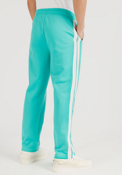 Solid Mid-Rise Joggers with Tape Detail and Drawstring Closure