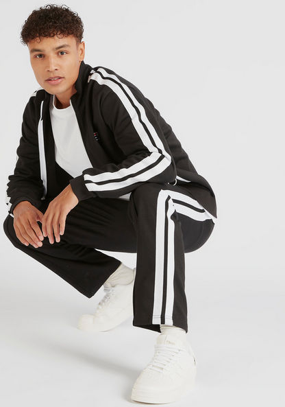 Solid Mid-Rise Joggers with Tape Detail and Drawstring Closure