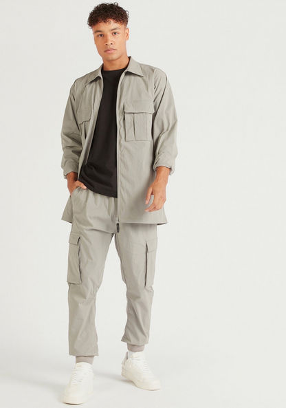 Solid Zip Through Lightweight Jacket with Long Sleeves and Pockets