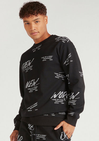 Printed Crew Neck Sweatshirt with Long Sleeves-Sweatshirts-image-5